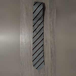 Ermenegildo Zegna 100% Silk Brown White Striped Necktie